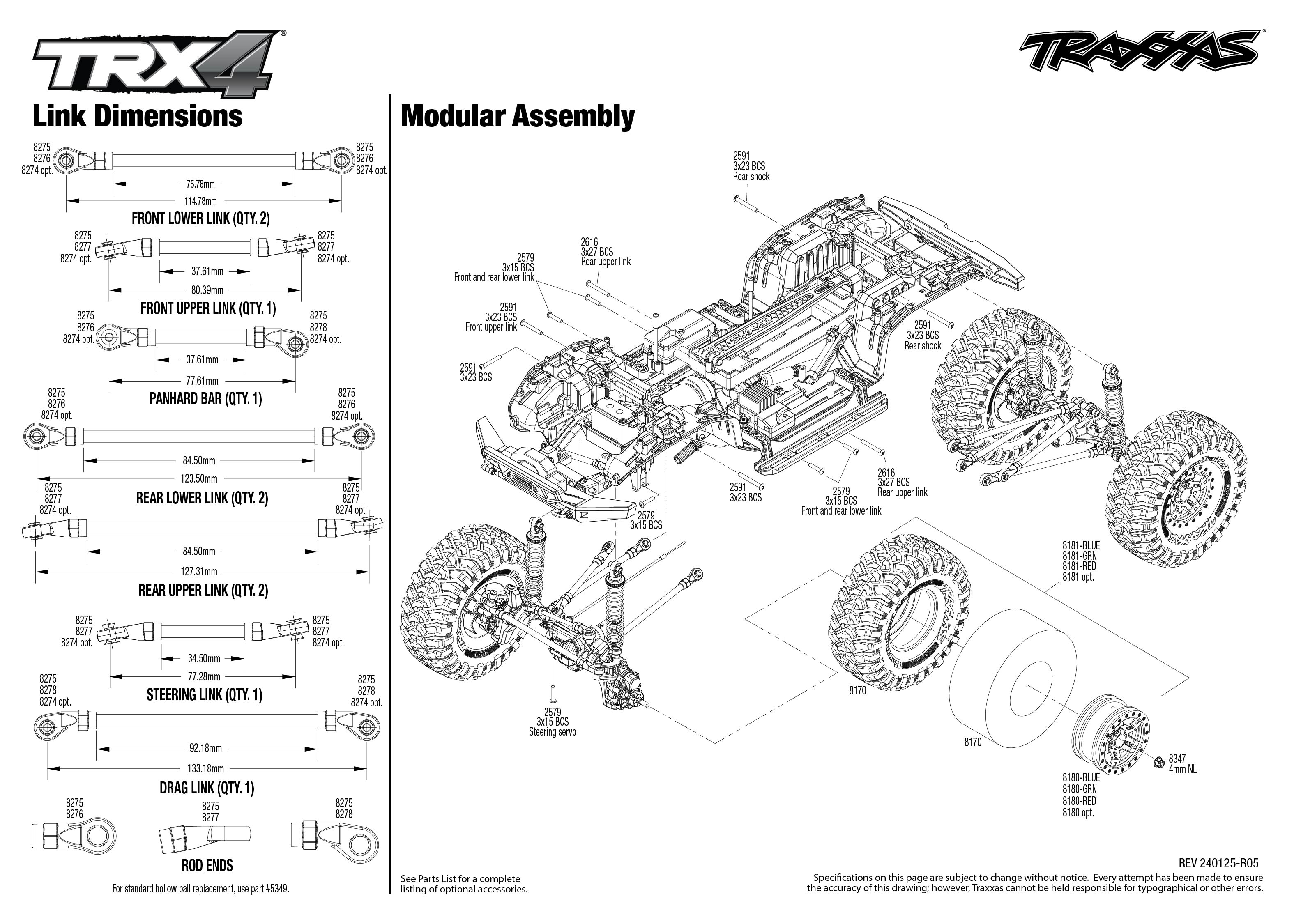 Traxxas TRX-4 Sport High Trail Edition (82044-4) Modular Assembly Exploded View