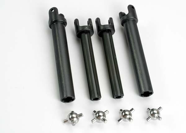 Traxxas Half Shafts, Long (Heavy-Duty) (External-Splined (2) & Internal-Splined (2))/ Metal U-Joints (4)