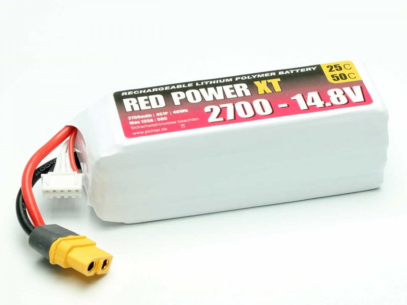Red Power XT LiPo Accu 14.8 Volt 2700mAh 25C XT60/X