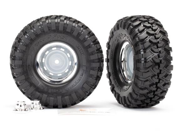 Traxxas Tires and wheels assembled glued (1.9 chrome wheels Canyon Trail 1.9 tires) (2)