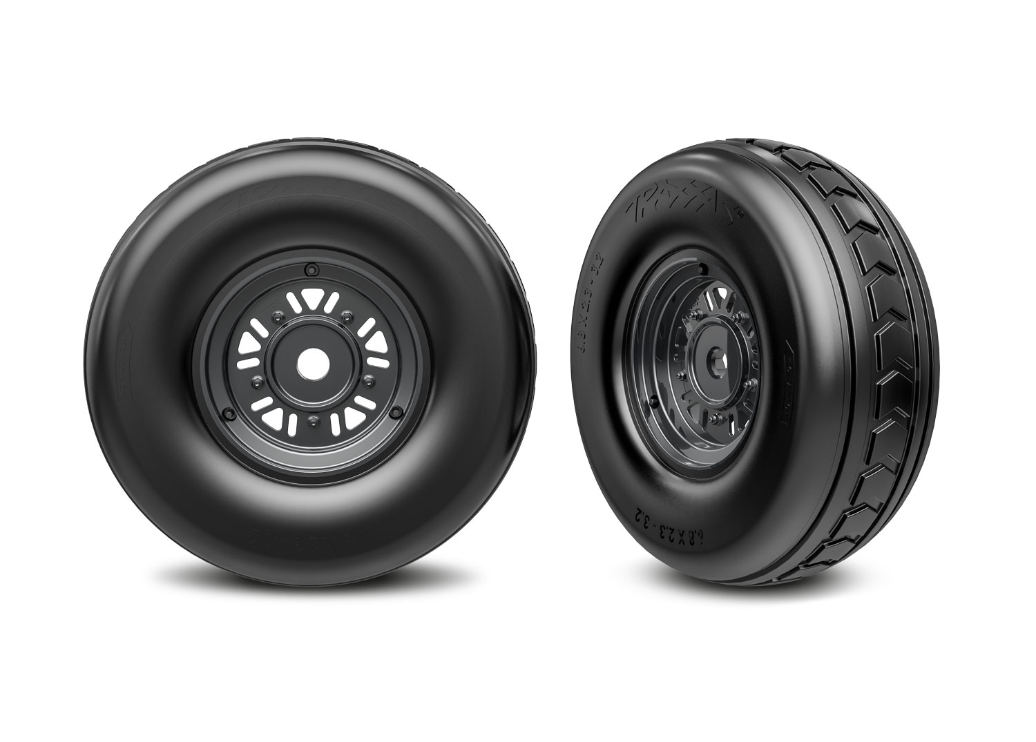 Traxxas 3.2" Funco Black Chrome Front Wheels & Arrow Tires (2)