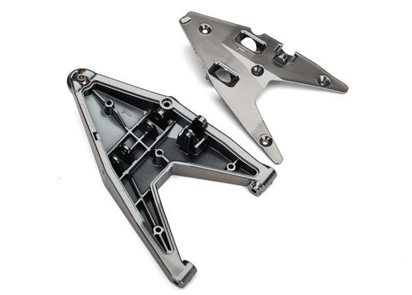 Traxxas Suspension arm, lower left/ arm insert (satin black chrome-plated) (assembled with hollow ball)