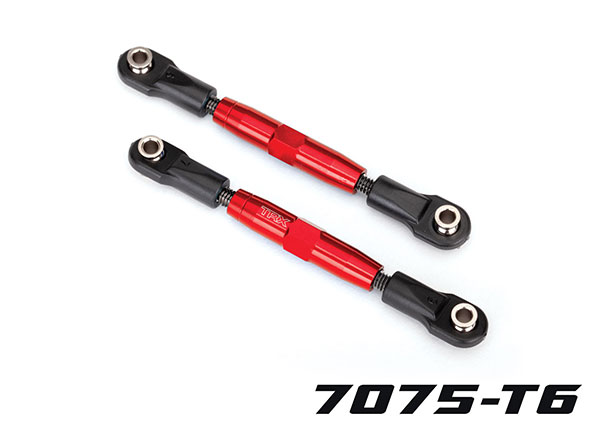 Traxxas Camber links, front (TUBES red-anodized, 7075-T6 aluminum, stronger than titanium) (83mm) (2)/ rod ends (4)/ aluminum wrench (1) (#2579 3x15 BCS (4) required for installation)