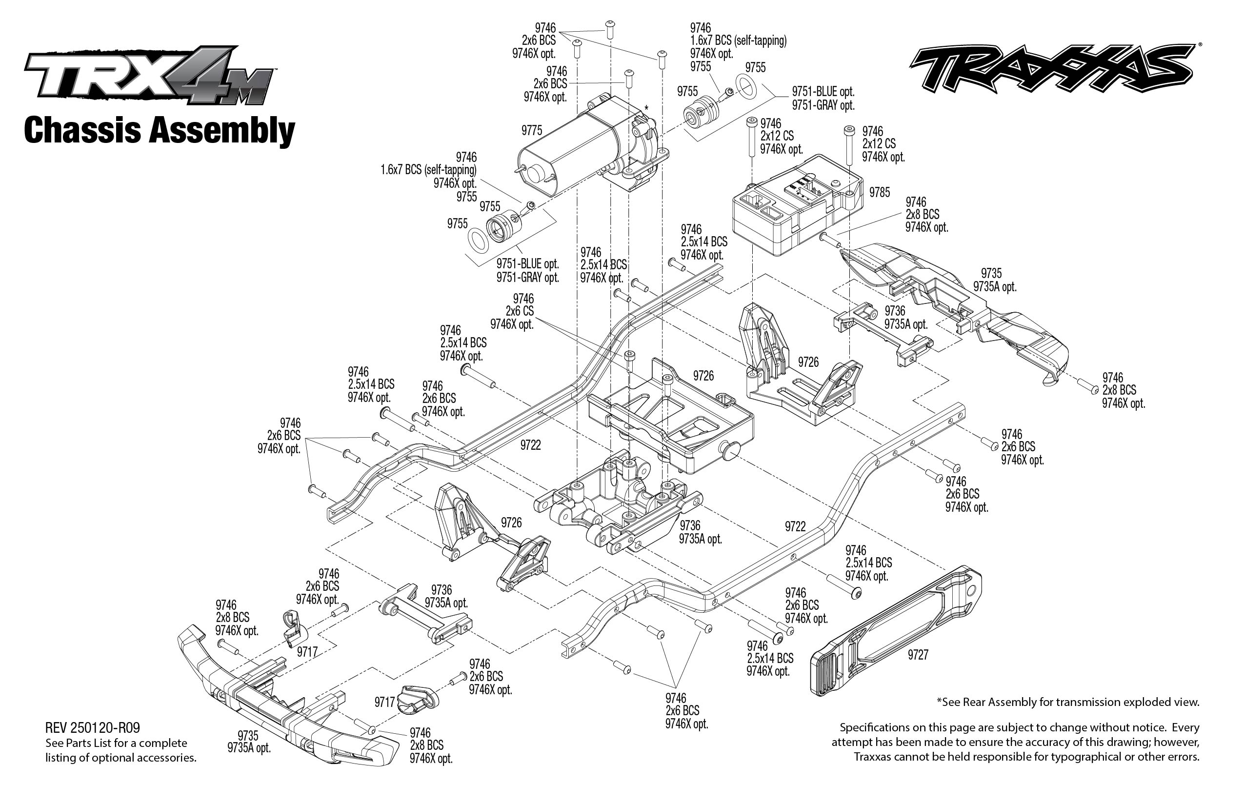 Traxxas TRX-4M Ford Bronco (97074-1) Chassis Assembly Exploded View