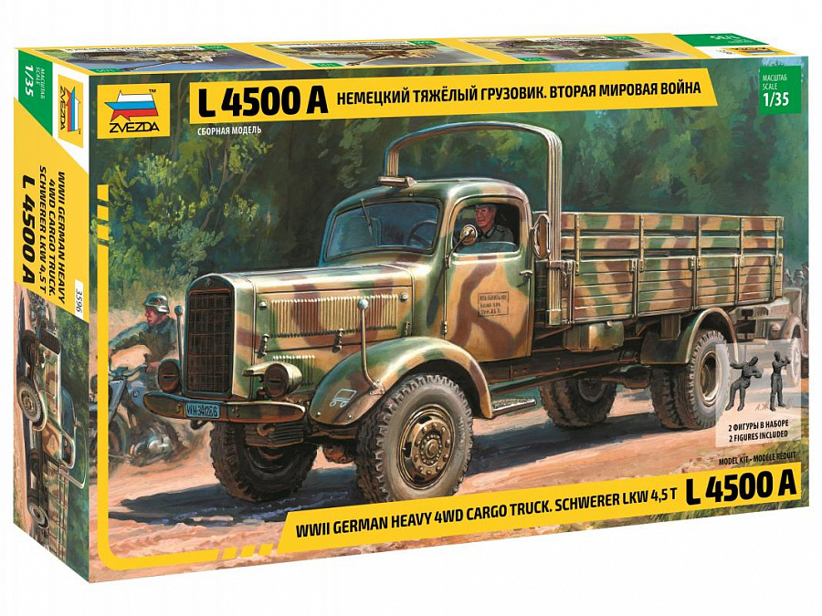 Zvezda WWII German heavy 4wd cargo truck. Schwerer LKW 4, 5 t L4500A 1/35