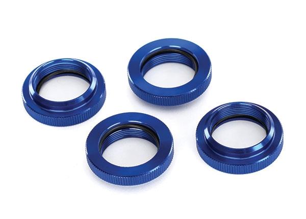 Traxxas Spring retainer (adjuster), blue-anodized aluminum, GTX shocks (4) (assembled with o-ring)