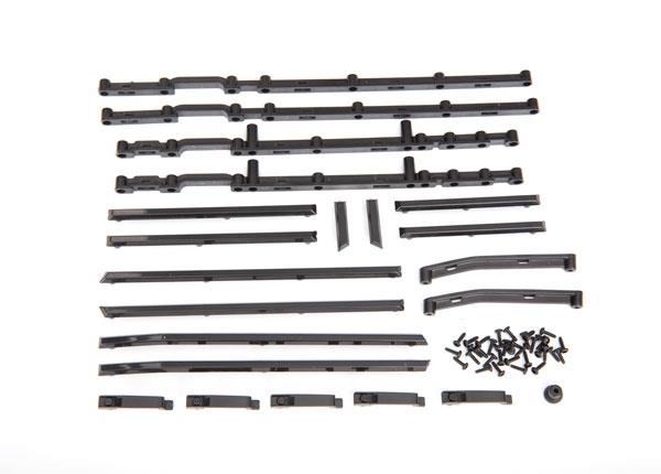 Traxxas Side trim, left & right (black)/ side trim retainers (8)/ door handles, left, right, & rear/ door handle mount/ 1.6x5 BCS (self-tapping) (42)
