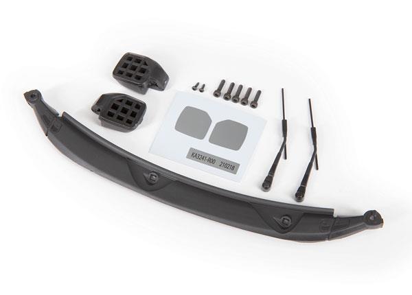 Traxxas Mirrors side black (left & right)/ windshield wipers (2)/ cowl/ 2.5x8 BCS (3)/ 2.5x10 CS (2)/ 1.6x5 BCS (2) (fits #9211 body)