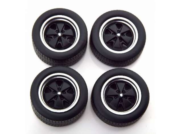 KK-Scale Porsche 911 Wheel and Tyre set Black/Chrome 1/18