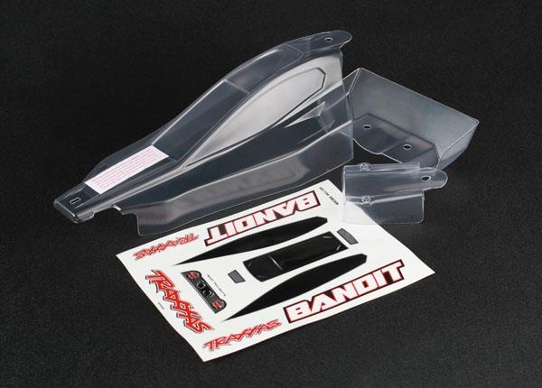 Traxxas Body, Bandit (front & rear) (clear, requires painting)/ window, lights, grille decal sheet