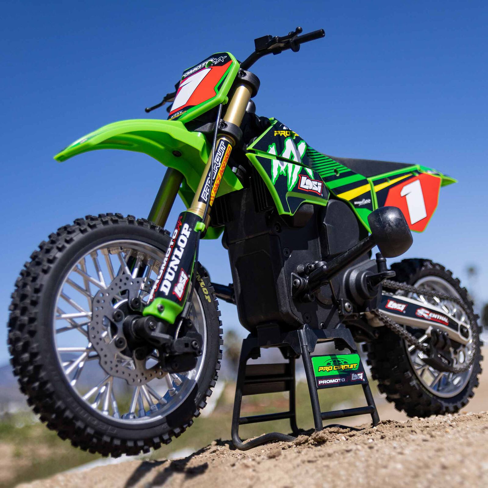 Losi Promoto-MX Pro Circuit 2S RTR Brushless Motorcycle (Battery and Charger Included), Green 1/4