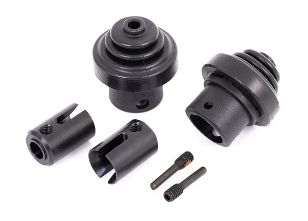 Traxxas Drive cup front or rear (hardened steel) (for differential pinion gear)/ driveshaft boots (2)/ boot retainers (2)