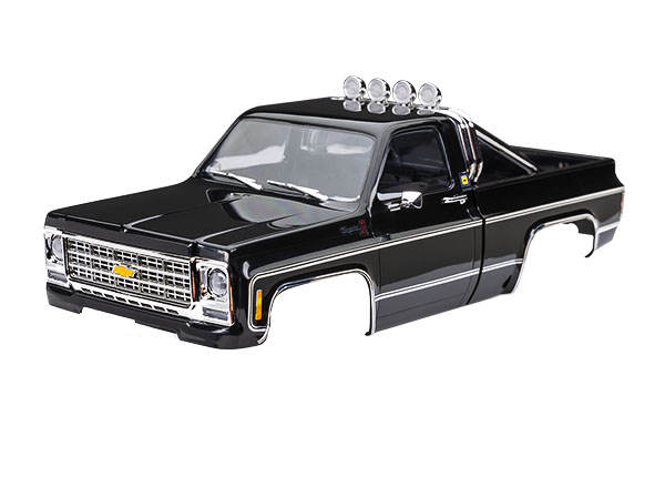 Traxxas Body, Chevrolet K10 Truck (1979), complete, black (includes grille, side mirrors, door handles, roll bar, windshield wipers, & clipless mounting) (requires #9835 front & rear bumpers) 1/18