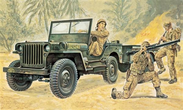 Italeri Willys MB Jeep with trailer 1/35