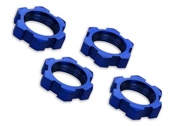 Traxxas Wheel nuts splined 17mm serrated (blue-anodized) (4)