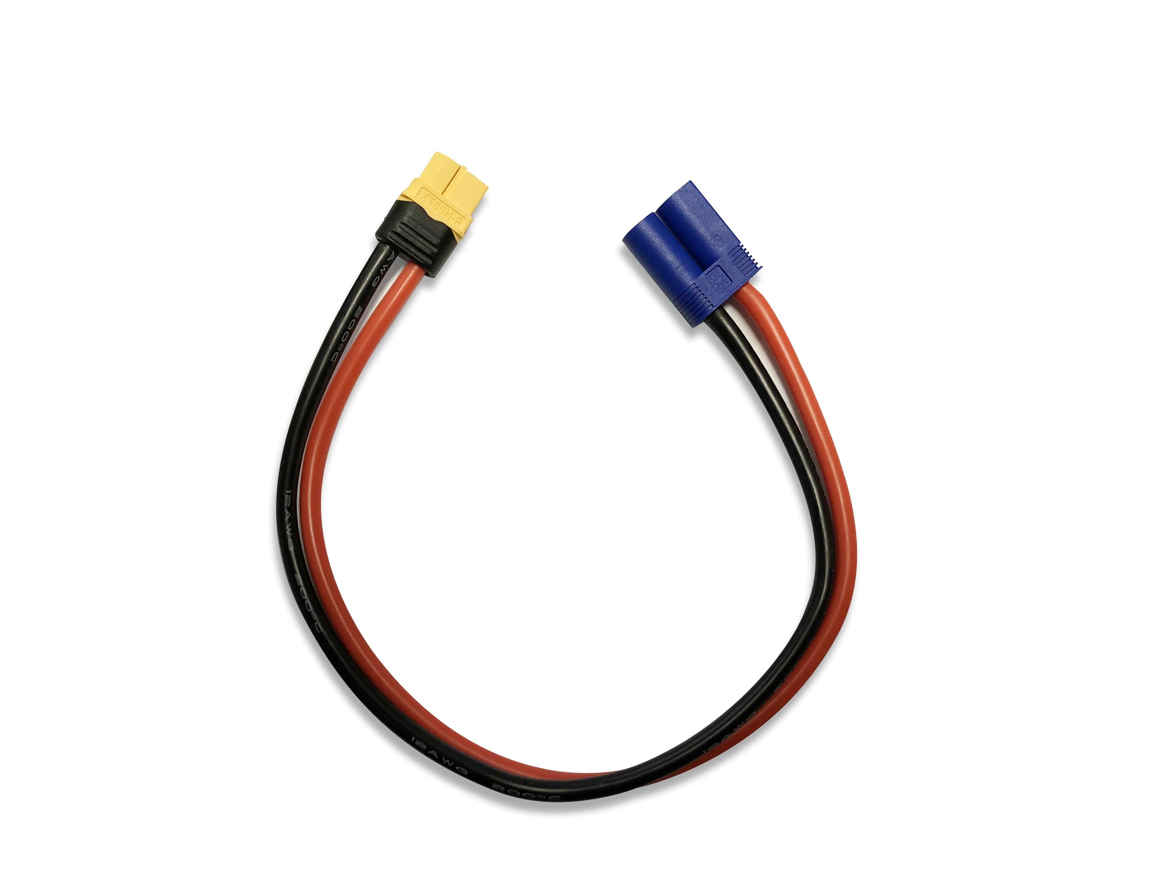 Yellow RC XT60 female to EC5 Charge Cable 12awg 300mm