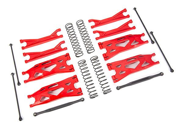 Traxxas Suspension kit X-Maxx WideMaxx RED (includes front & rear suspension arms front toe links driveshafts shock springs)