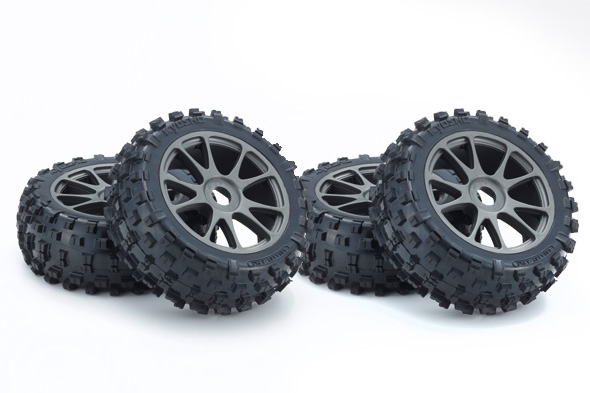 Kyosho Tyres Glued on Gun Metal Rim for Inferno Neo 3.0 1/8 (4)
