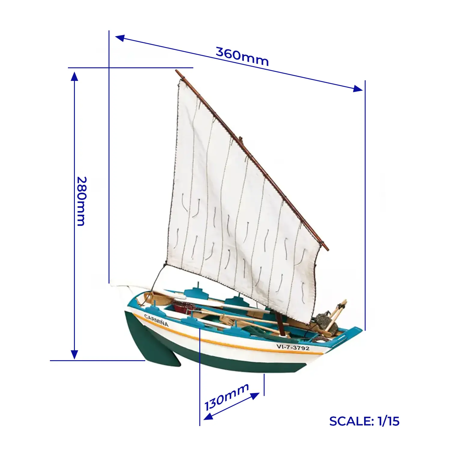 Occre Gamela Carmiña Houten Scheepsmodel 1/15