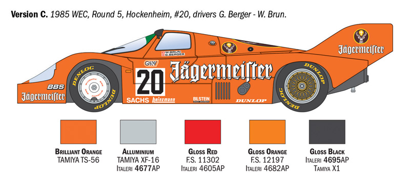 Italeri Porsche 956 Jägermeister 1/24