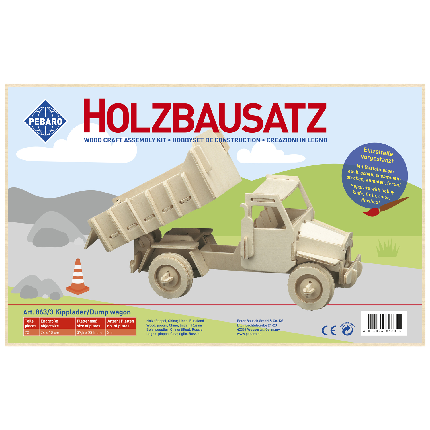 Pebaro Houten Bouwset Kiepwagen