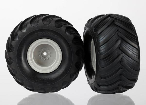 Traxxas Tires & wheels, assembled (grey wheels (dual profile, 1.5" outer and 2.2" inner), dual profile tires) (2)