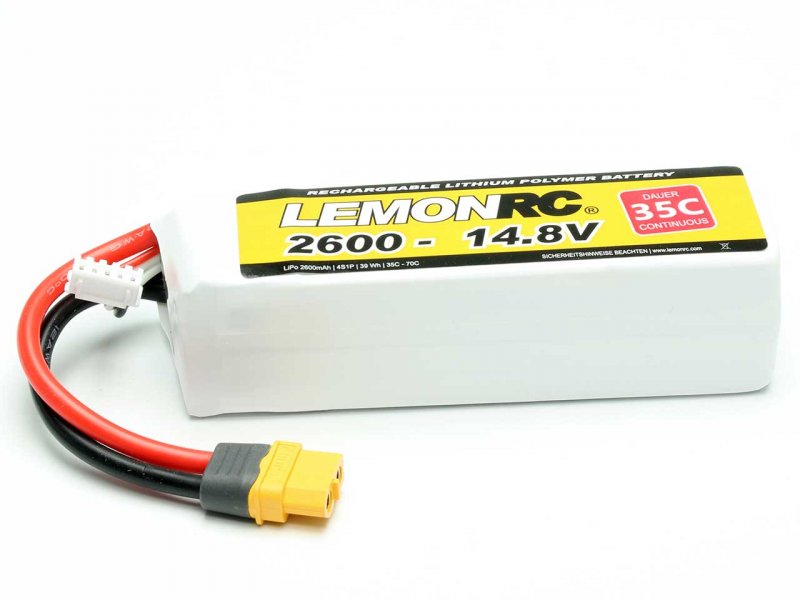 Lemon RC LiPo accu 14,8 Volt 2600mAh 35C XH/XT60