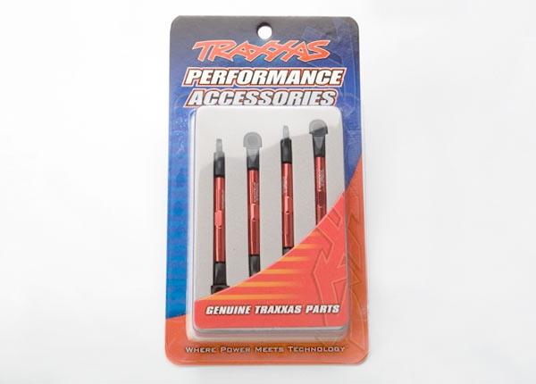 Traxxas Toe links, aluminum (red-anodized) (4) (assembled with rod ends and threaded inserts) (1/16 Slash)