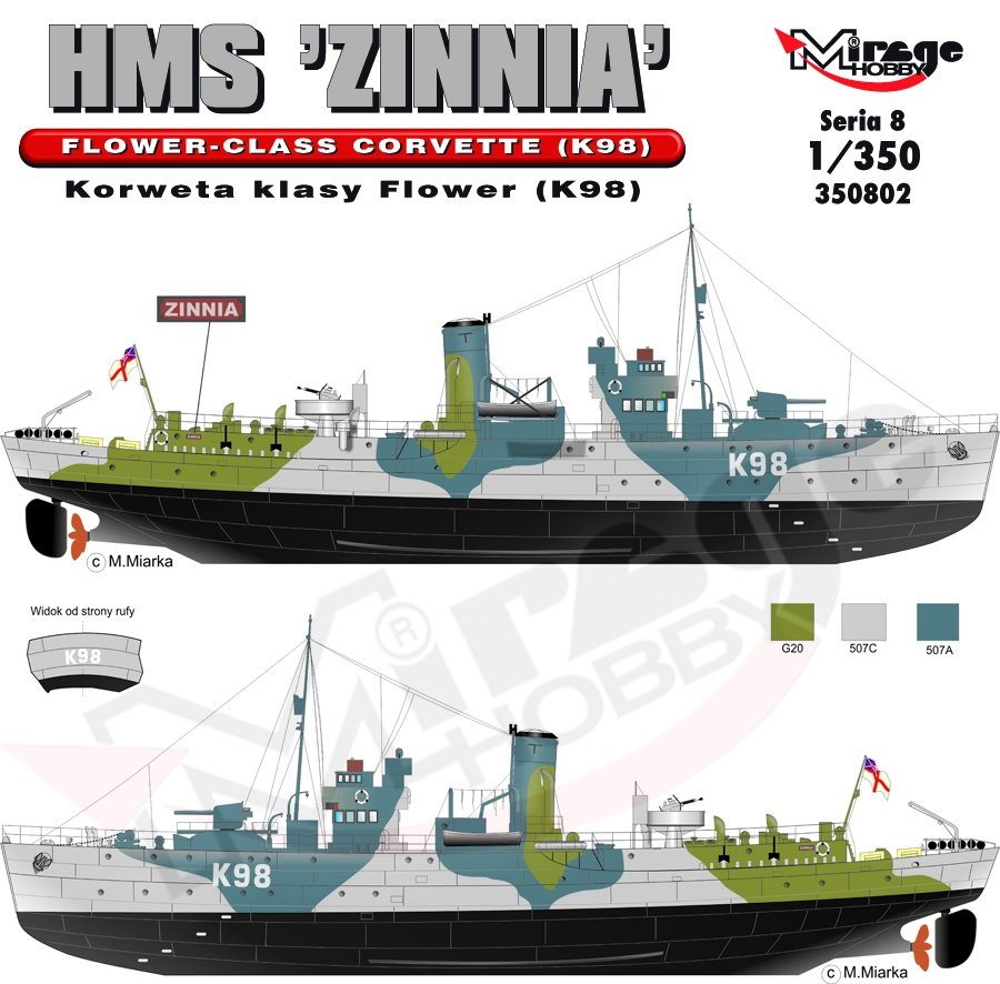 Mirage Hobby HMS 'Zinnia' Flower Class Corvette K98 1/350