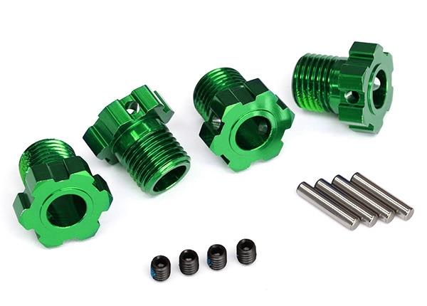 Traxxas Wheel hubs splined 17mm (green-anodized) (4)/ 4x5 GS (4) 3x14mm pin (4)