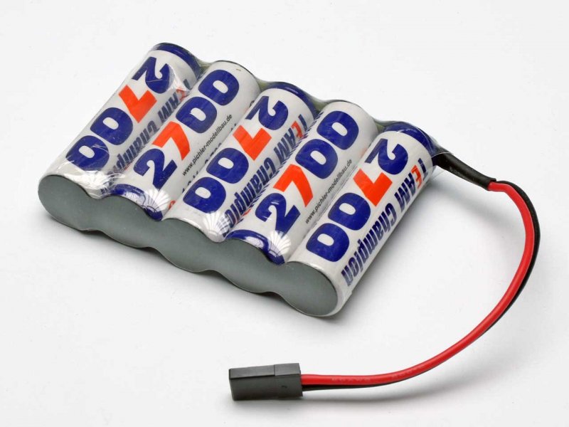 Pichler 6.0 Volt 2700mAh NiMH AA Ontvangeraccu Team Champion met Uni stekker