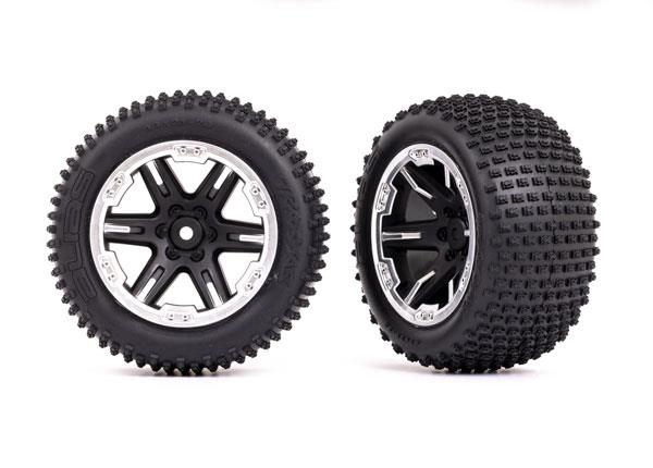 Traxxas Tires & wheels assembled glued (2.8') (RXT black & satin wheels Alias tires foam inserts) (2WD electric rear) (2) (TSM rated)