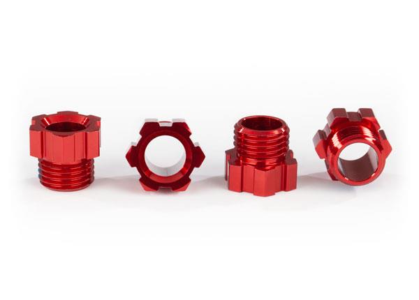 Traxxas Stub Axle Nut Aluminum (Red-Anodized) (4)
