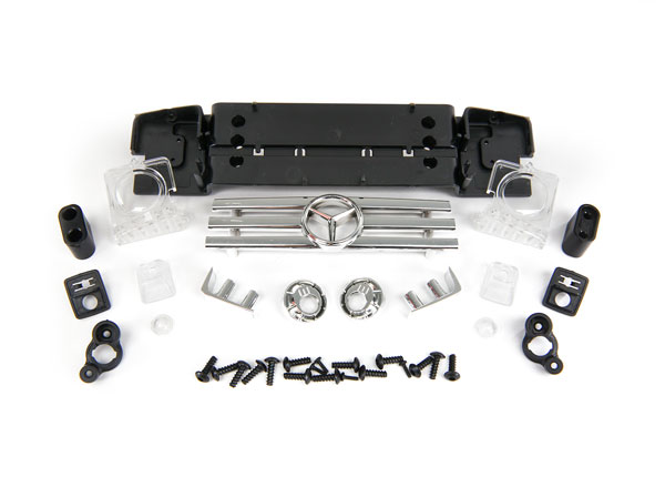 Traxxas Grille, Mercedes-Benz® G 500® 4x4²/grille mount & insert/lens, headlight (2 ea)/reflector (2)/bumperette & mounts, front (2 ea)/turn signal housing & lens (2 ea)/ hardware (fits #8811/8825 body)