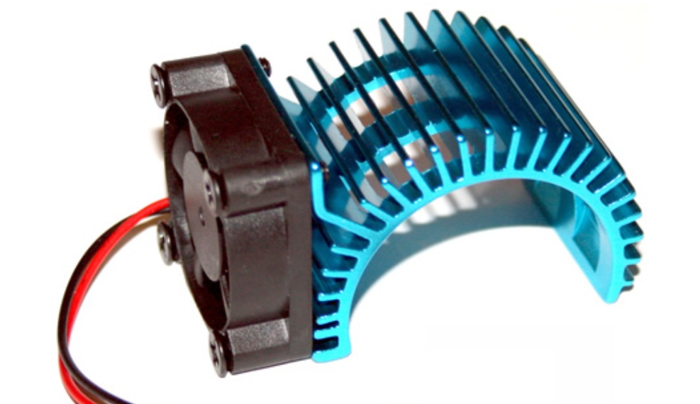 HRC Aluminium Motor Heat Sink - Side Fan - 5~9 VDC - 540 Motors - Blue