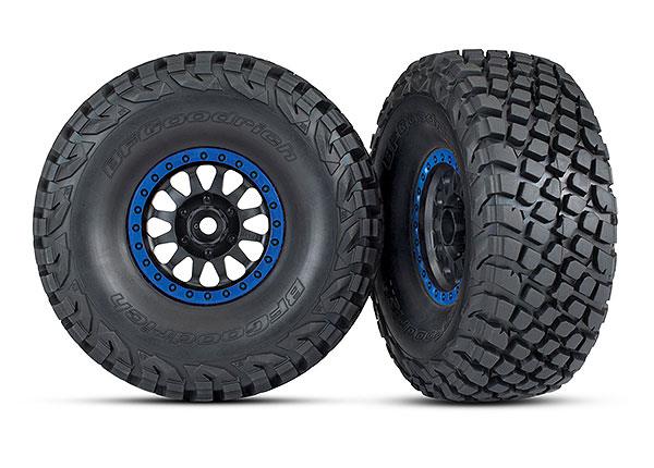 Traxxas Tires and wheels assembled glued (Method Racing wheels black with blue beadlock BFGoodrichÂ® Baja KR3 tires) (2)