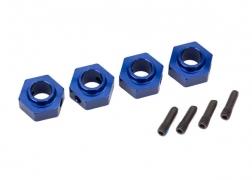 Traxxas Wheel hubs 12mm hex 6061-T6 aluminum (blue-anodized) (4)/ screw pin (4)
