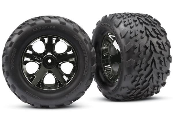 Traxxas Tires & Wheels, Assembled, Glued (2.8") (All-Star Black Chrome Wheels, Talon Tires, Foam Inserts) (Electric Front) (2)