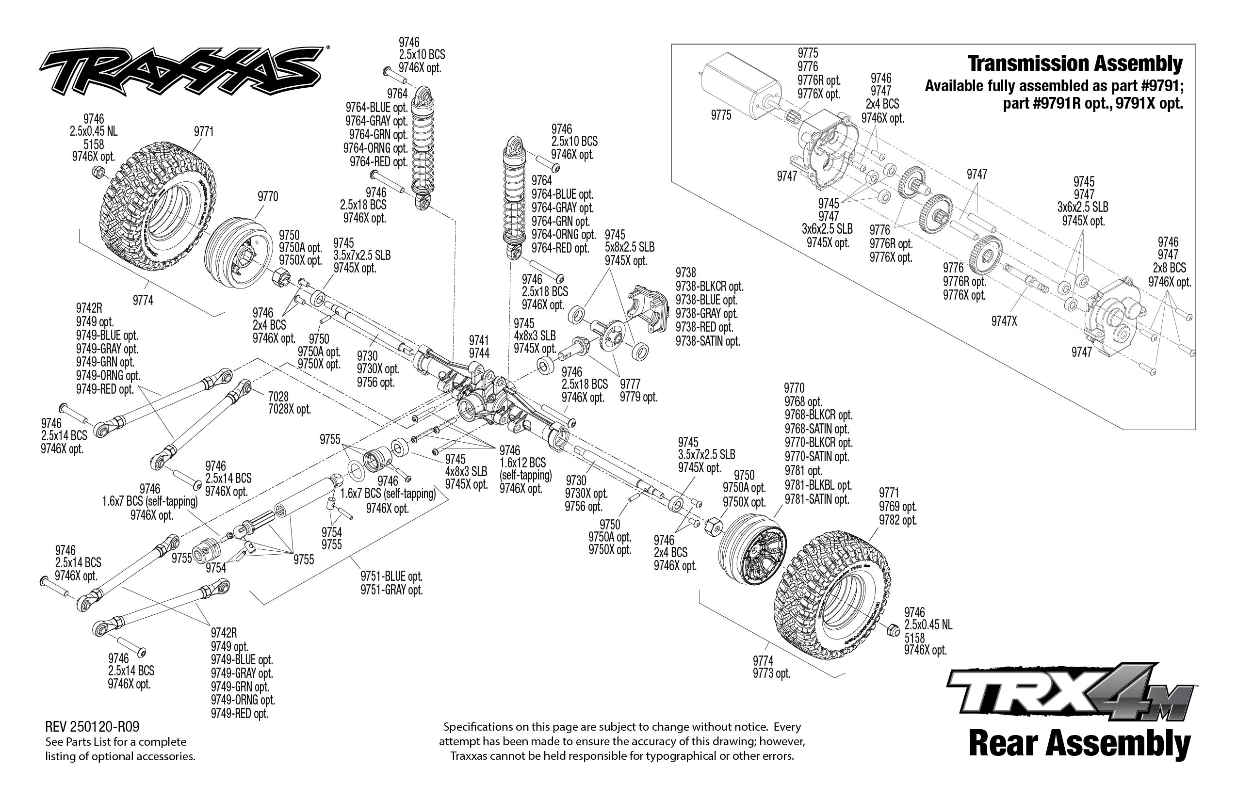 Traxxas TRX-4M Ford Bronco (97074-1) Rear Assembly Exploded View