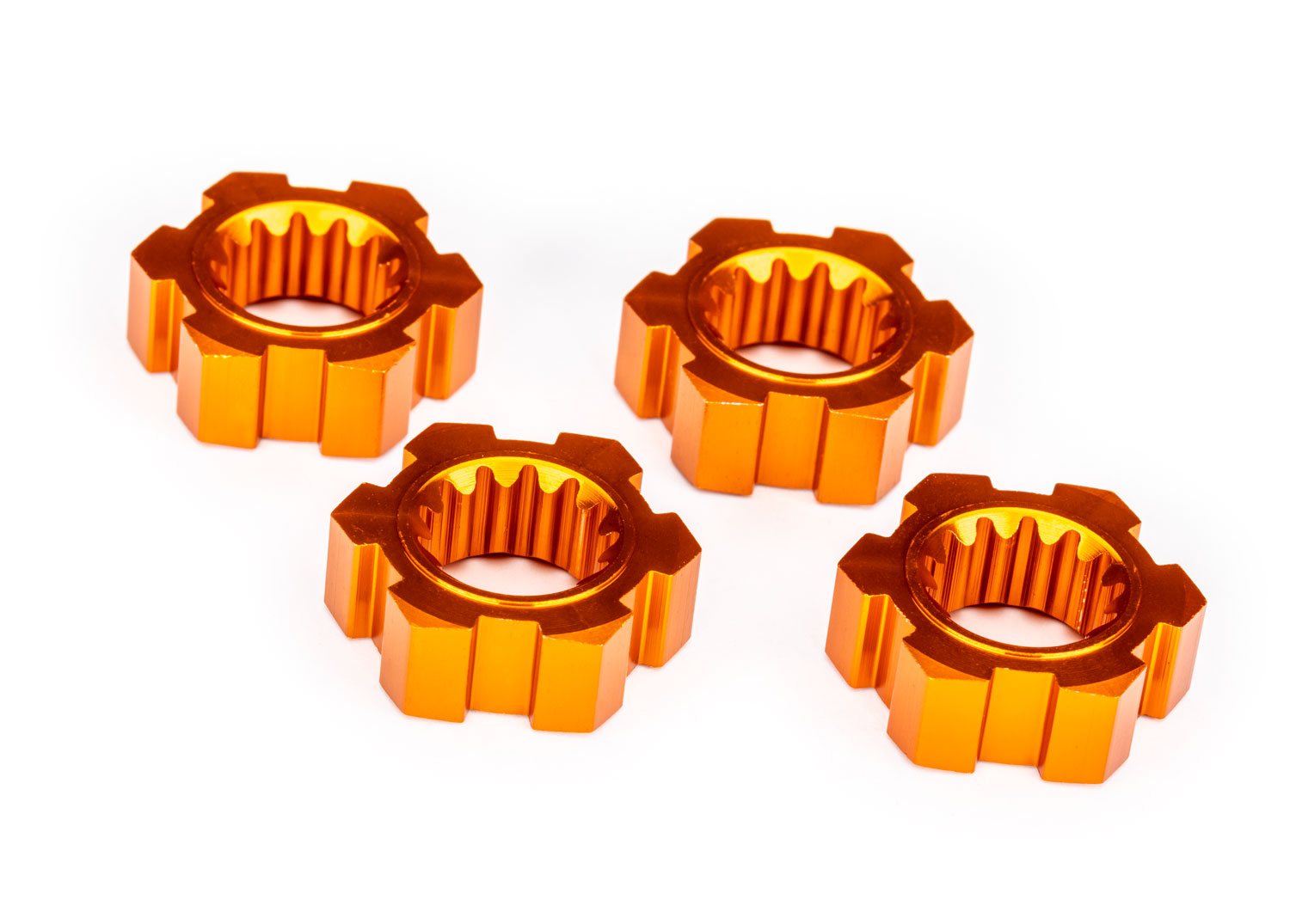 Traxxas 24mm Orange Aluminum Splined Hex Wheel Hubs (4)
