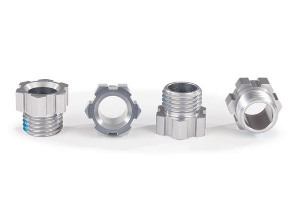 Traxxas Stub Axle Nut Aluminum (Gray-Anodized) (4)