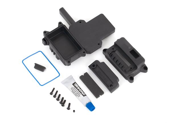 Traxxas Box receiver (sealed) w/ ESC mount/ receiver box cover/ access plug/ foam pads/ silicone grease/ 2.5x10 CS (2)/ 3x10 BCS (1)