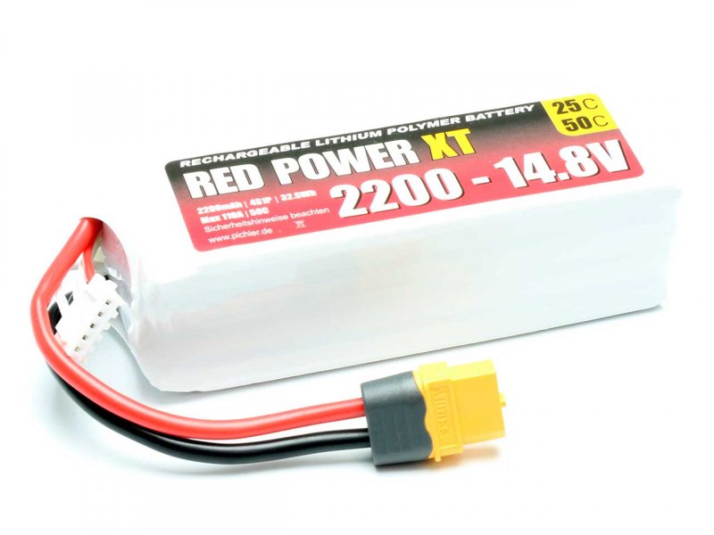 Red Power XT LiPo Accu 14.8 Volt 2200mAh 25C XT60/XH