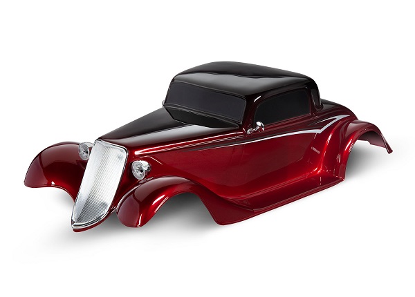 Traxxas Body Factory Five '33 Hot Rod Coupe complete (red) (painted decals applied) (includes front grille side mirrors headlights tail lights foam pads)
