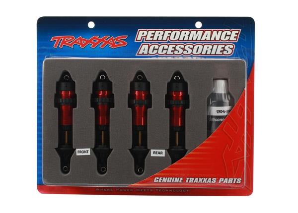 Traxxas Shocks, GTR aluminum, red-anodized bodies with TiN shafts (fully assembled w/o springs) (4)