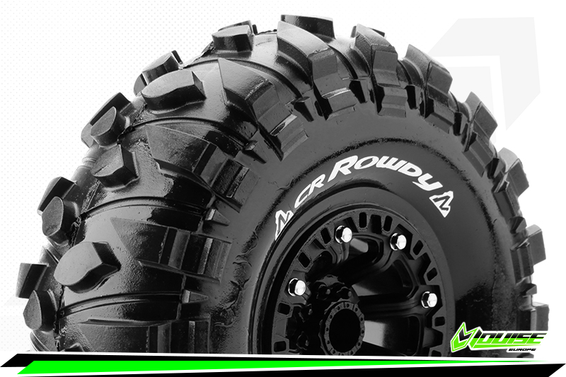 Louise RC CR-ROWDY 1/10 Crawler Tire Set Mounted Super Soft Black 2.2'' Wheels Hex 12mm (2)