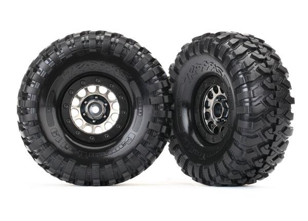 Traxxas Tires & wheels, assembled (Method Race Wheels® 105 Beadlock 1.9" black chrome beadlock wheels, Canyon Trail 4.6x1.9" tires, foam inserts) (1 left, 1 right)