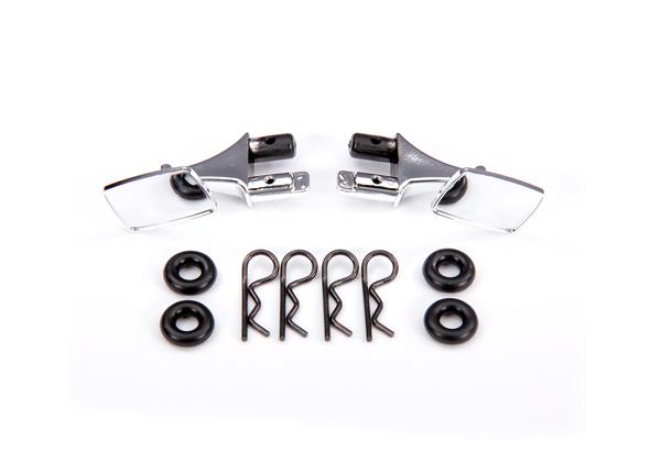 Traxxas Mirrors side chrome (left & right)/ o-rings (4)/ body clips (4) (fits #9111 body)