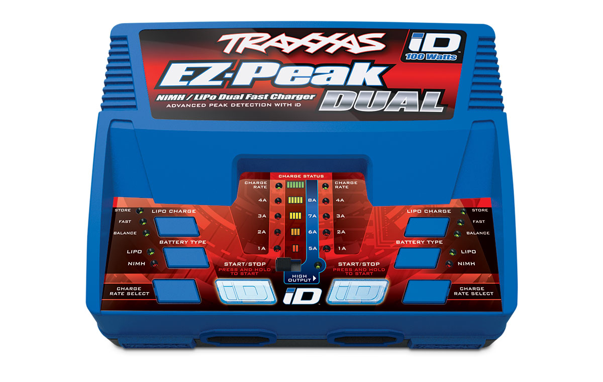 Traxxas Charger EZ-Peak Plus 100W Duo LiPo/NiMH with iD Aut Bat EU