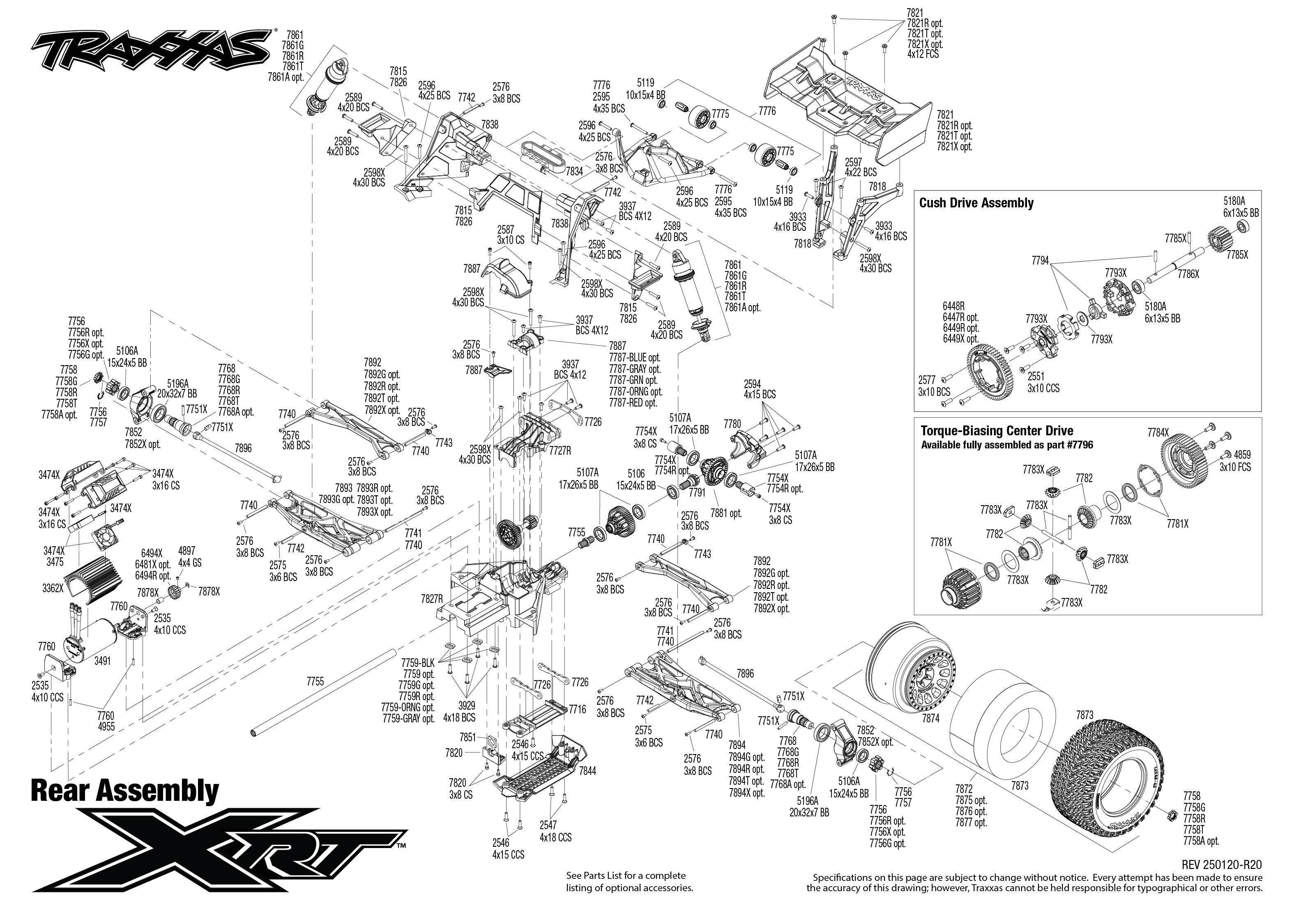 Traxxas XRT® (78086-4) Rear Assembly Exploded View